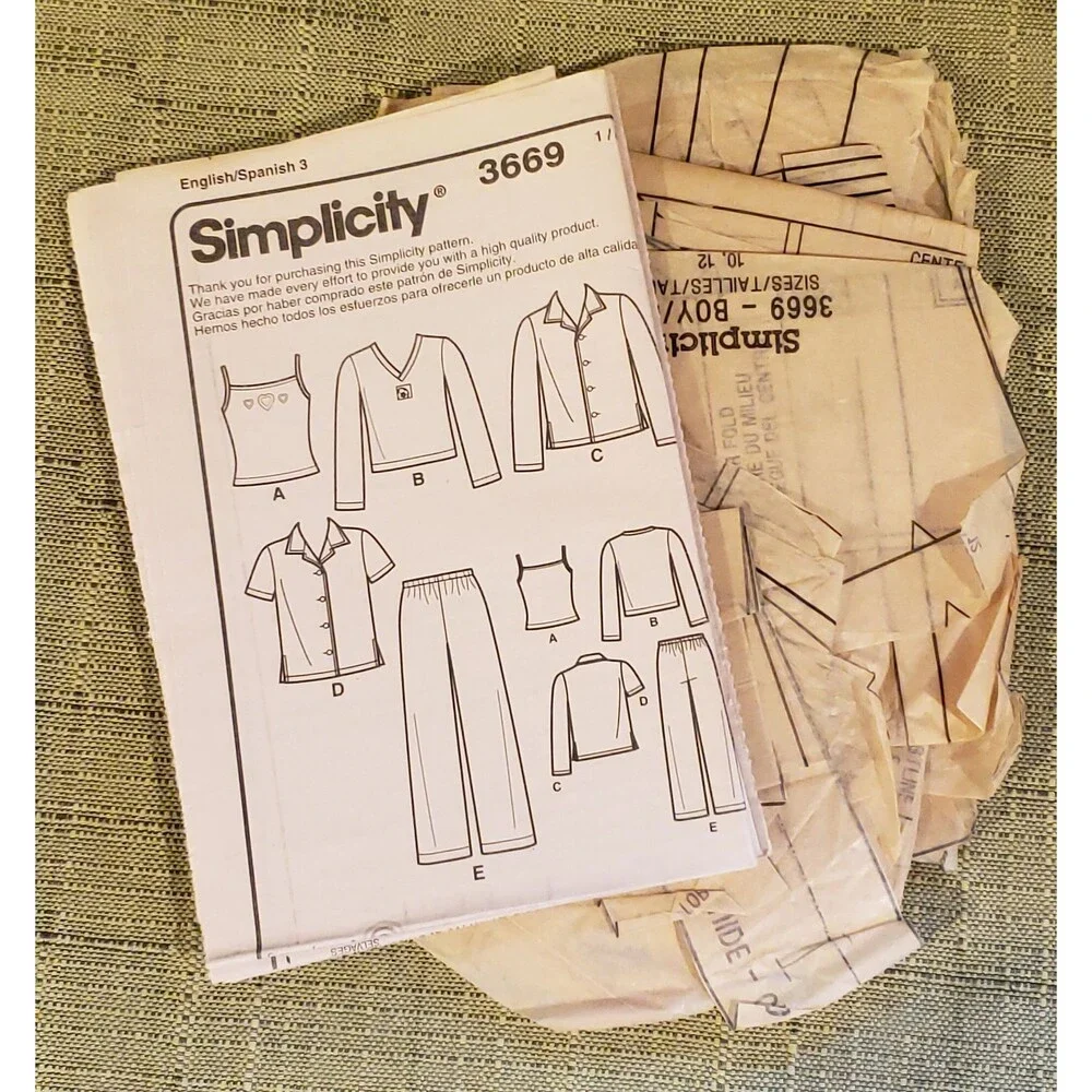 Boys, Girls Pants, Shirts, Top, Tank Top Sewing Pattern Simplicity 3669, Pajamas